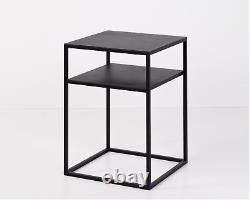 Metal freestanding table with two metal tops Elegant simple side table LOFT