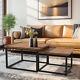 Nesting Coffee Table Set of 2 Industrial Nest Side End Tables Lamp Stand Brown