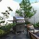 Outdoor 4 Burner Gas Grill BBQ Trolley with Warming Rack, Side Shelf, Carbon Steel