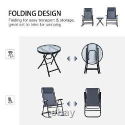 Outsunny 3 Pcs Outdoor Conversation Set with Rocking Chairs and Side Table Grey