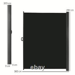 Outsunny 3x2M Retractable Side Awning Screen Fence Patio Privacy Divider Black