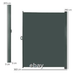 Outsunny 3x2M Retractable Side Awning Screen Fence Patio Privacy Divider Grey