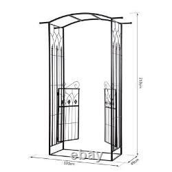 Outsunny Garden Entrance Metal Arch Gate Outdoor Patio Side Trellis Arbour Black