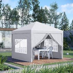 Outsunny White Pop Up Gazebo Canopy with Sides, Powder Coated Steel Frame 3x3m