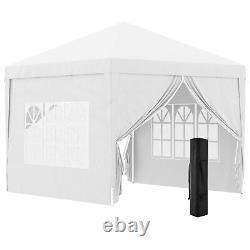 Outsunny White Pop Up Gazebo Canopy with Sides, Powder Coated Steel Frame 3x3m