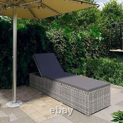 Rattan sun lounger sofa Bed adjusted sides patio outdoor garden bed with cushion