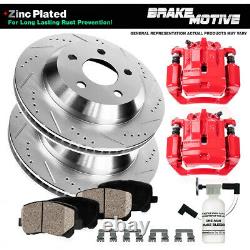 Rear Red Calipers And Rotors + Brake Pads For Toyota Camry Avalon Solara