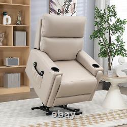 Riser and Recliner Chair with Vibration Massage, Heat, Cup Holder, Side Pocket