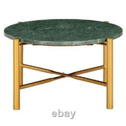 Round Coffee Table Stone Tabletop Marble Texture Side Sofa Furniture Green 60cm
