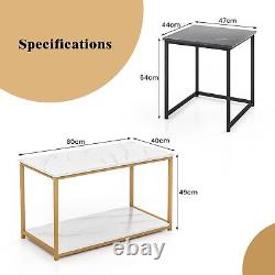 Set of 3 Nesting Tables, Faux Marble Stacking Sofa Side Tables 3PCS Coffee Table