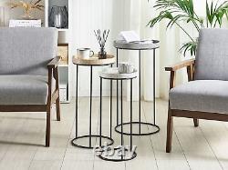 Set of 3 Side Tables Granite Effect TEXON