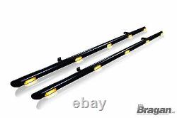 Side Bars + Amber LED To Fit Volkswagen Caddy Maxi 10 15 LWB Stainless BLACK