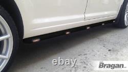 Side Bars + Amber LEDs For VW Caddy Maxi 2004-2010 Polished Tubes Skirts BLACK