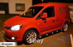 Side Bars + Amber LEDs To Fit Volkswagen Caddy Maxi LWB 2015 2021 BLACK Van