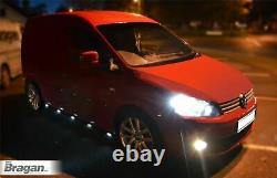 Side Bars + Amber LEDs To Fit Volkswagen Caddy Maxi LWB 2015 2021 BLACK Van