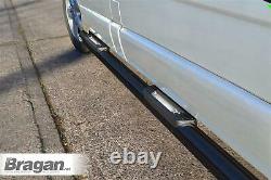 Side Bars + Step Pads To Fit Renault Trafic LWB 2002-2014 Stainless Steel BLACK