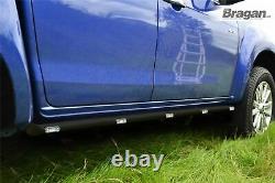 Side Bars Tapered Ends + Amber LEDs x10 To Fit Nissan Navara NP300 2016+ BLACK