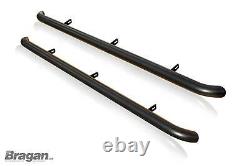 Side Bars To Fit Nissan Navara NP300 16+ Curved Ends Stainless Steel Tubes BLACK