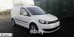 Side Bars + White LED To Fit 2010 2015 Volkswagen Caddy Stainless Steel BLACK