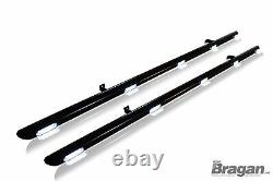 Side Bars + White LEDs For Citroen Berlingo LWB 2016-2019 BLACK Van Accessories