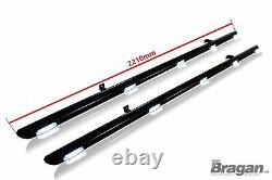 Side Bars + White LEDs For Citroen Berlingo LWB 2016-2019 BLACK Van Accessories
