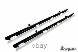 Side Bars + White LEDs For Peugeot Partner LWB 2008 2016 BLACK Van Accessories