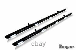 Side Bars + White LEDs To Fit Citroen Jumpy 2007 2016 SWB Stainless BLACK