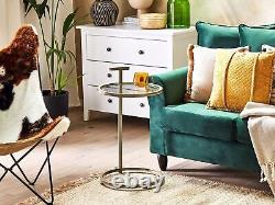 Side Table Gold Glamour Matt Iron Base Round Tempered Glass Top Shelby