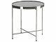 Side Table Round Tempered Glass Black Top Silver Metal Legs Glam Lucea