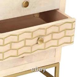 Solid Mango Wood Bedside Cabinet Gold Bedroom Nightstand Side Table vidaXL