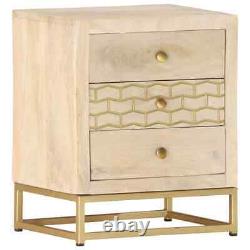 Solid Mango Wood Bedside Cabinet Gold Bedroom Nightstand Side Table vidaXL