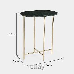 Spinningfield Green Marble Side Table, Contemporary Design, Gold Coloured Iron