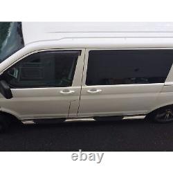 Stainless Steel Side Bars with Step Pads for Volkswagen Transporter T6 SWB