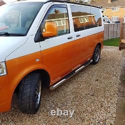 Stainless Steel Side Bars with Step Pads for Volkswagen Transporter T6 SWB