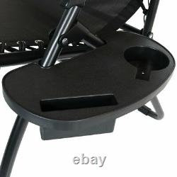 Sunnydaze Zero Gravity Reclining Lounge Chairs Set of 2 with Side Table Black