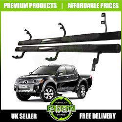 TO FIT Mitsubishi L200 2006 2015 All Black Side Steps / Bars / Running Boards