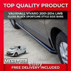 Vauxhall Vivaro 2001-14 Black Sportline Side Bars Lwb Steel Powder Coated Style