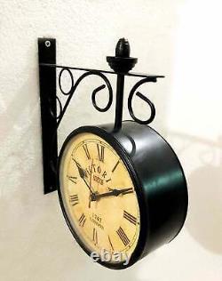 Victoria Railway Station Two Sided Antique Black powder coated functional Clock