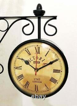 Victoria Railway Station Two Sided Antique Black powder coated functional Clock