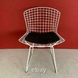 Vintage Harry Bertoia White Powder Coated Side Dining Chair Midcentury #3284