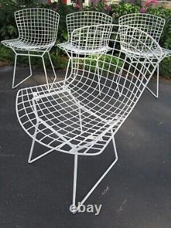 Vintage Knoll BERTOIA White Side Chairs Wire 1960s-80s Set of 4