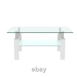 White Coffee Table, Clear Coffee Table, Modern Side Center Tables for Living Room