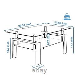 White Coffee Table, Clear Coffee Table, Modern Side Center Tables for Living Room